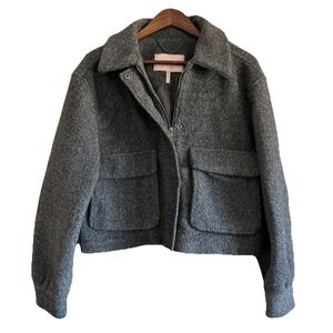 NEW BCBG Generation Women's Gray Collared Zip Carpenter Jacket Coat Size Large